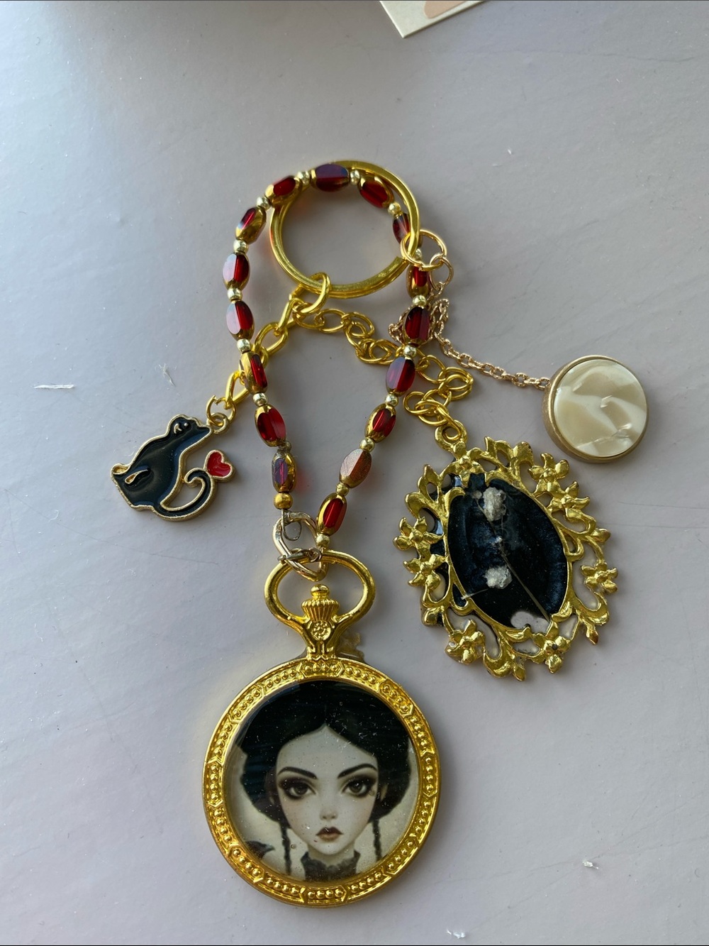 Wednesday Addams Whimsigoth Purse Charm Key Ring Y2K Goth Bag Charm Gen Z Aesthe